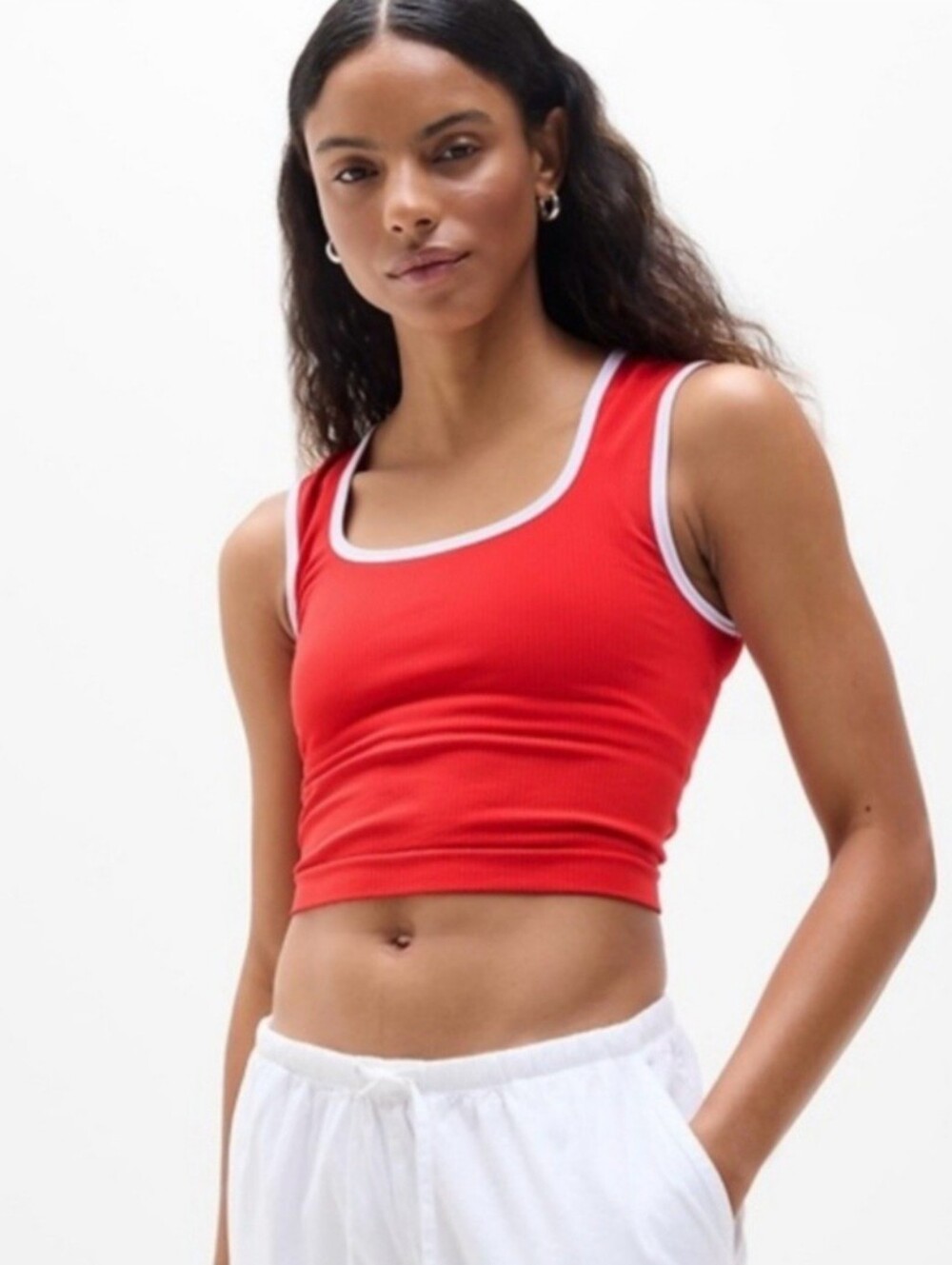 Athleta Red Ribbed Tank Top - Picture 7 of 8